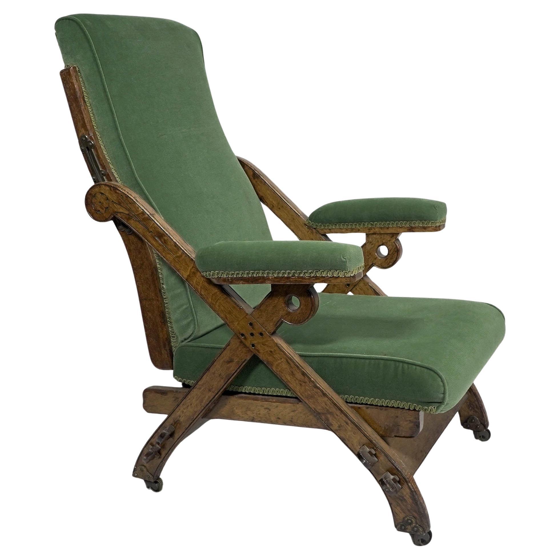 Charles Bevan Marsh Jones & Cribb, Gothic Revival New Registered Reclining Chair