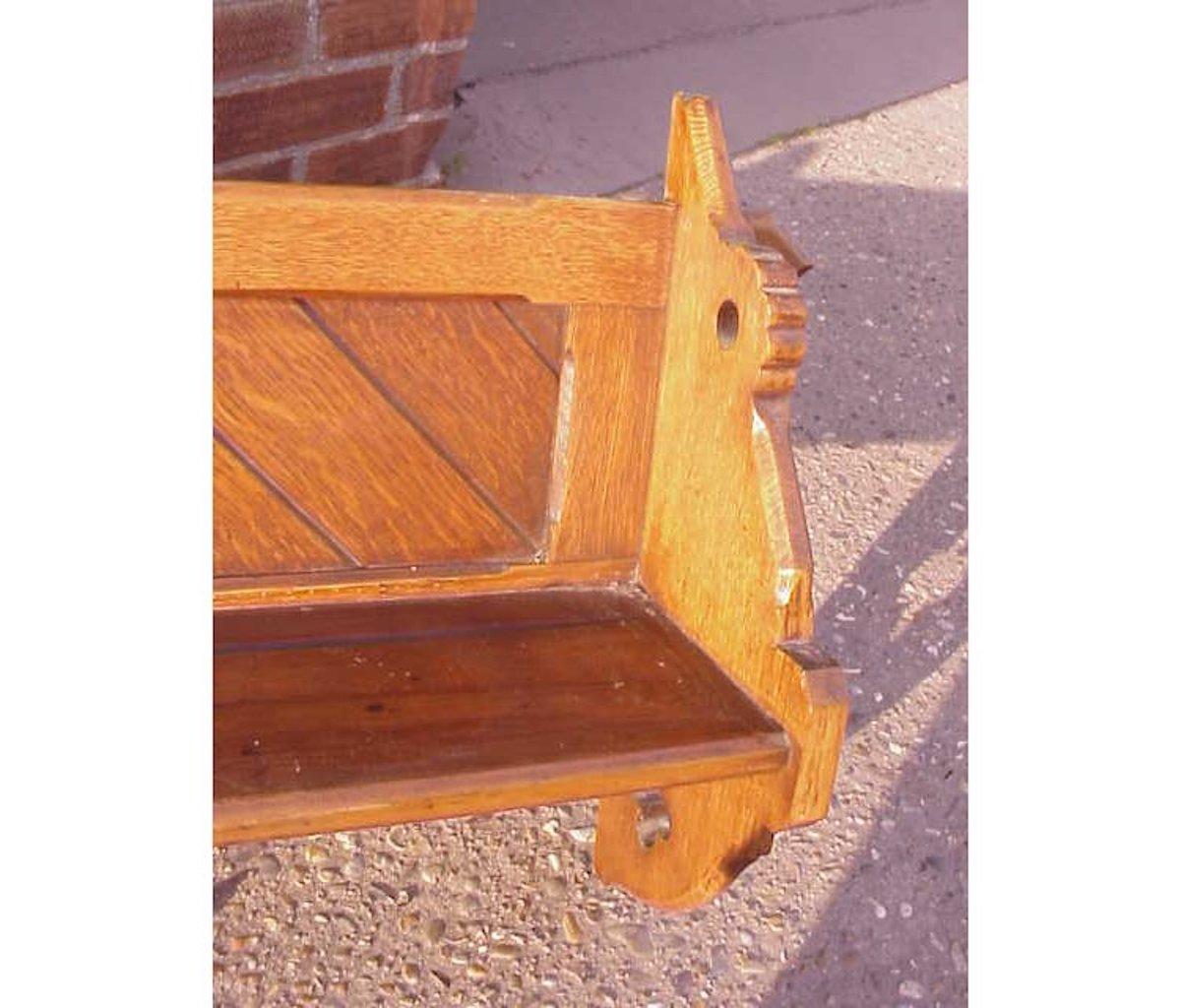 English Charles Bevan Style a Gothic Revival Hanging Oak Shelf with through Tenon Joints For Sale