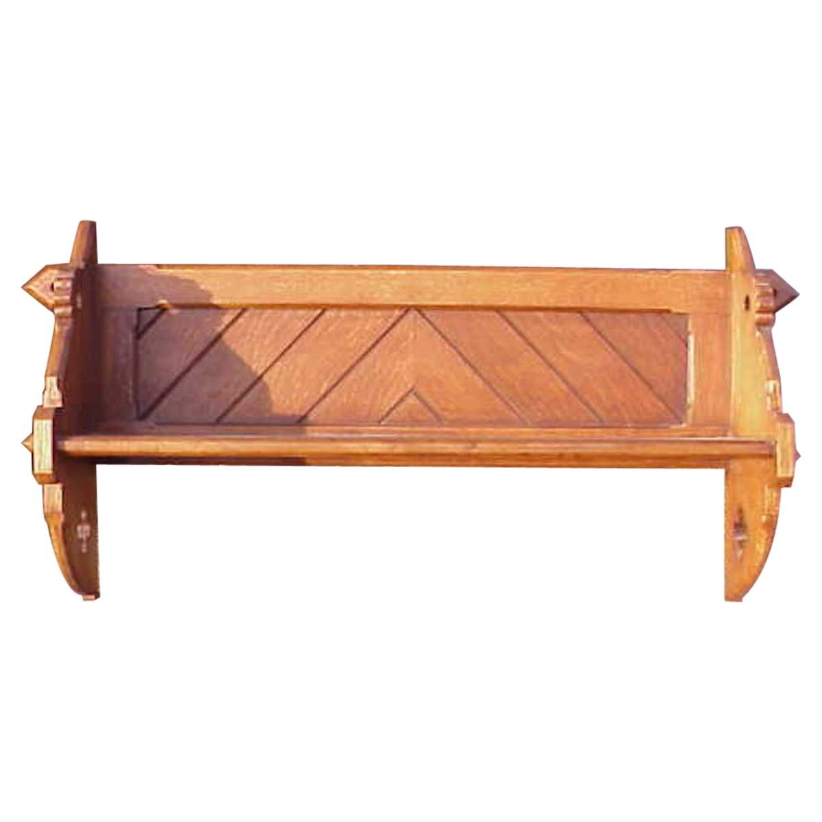 Charles Bevan Style a Gothic Revival Hanging Oak Shelf with through Tenon Joints For Sale