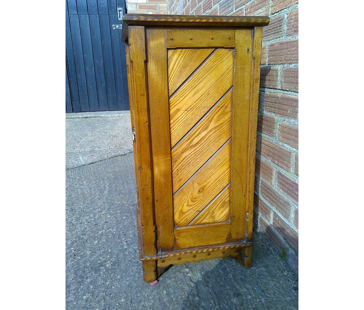 English Charles Bevan Style of Gothic Revival Bedside Cab with Inlaid Details Throughout For Sale