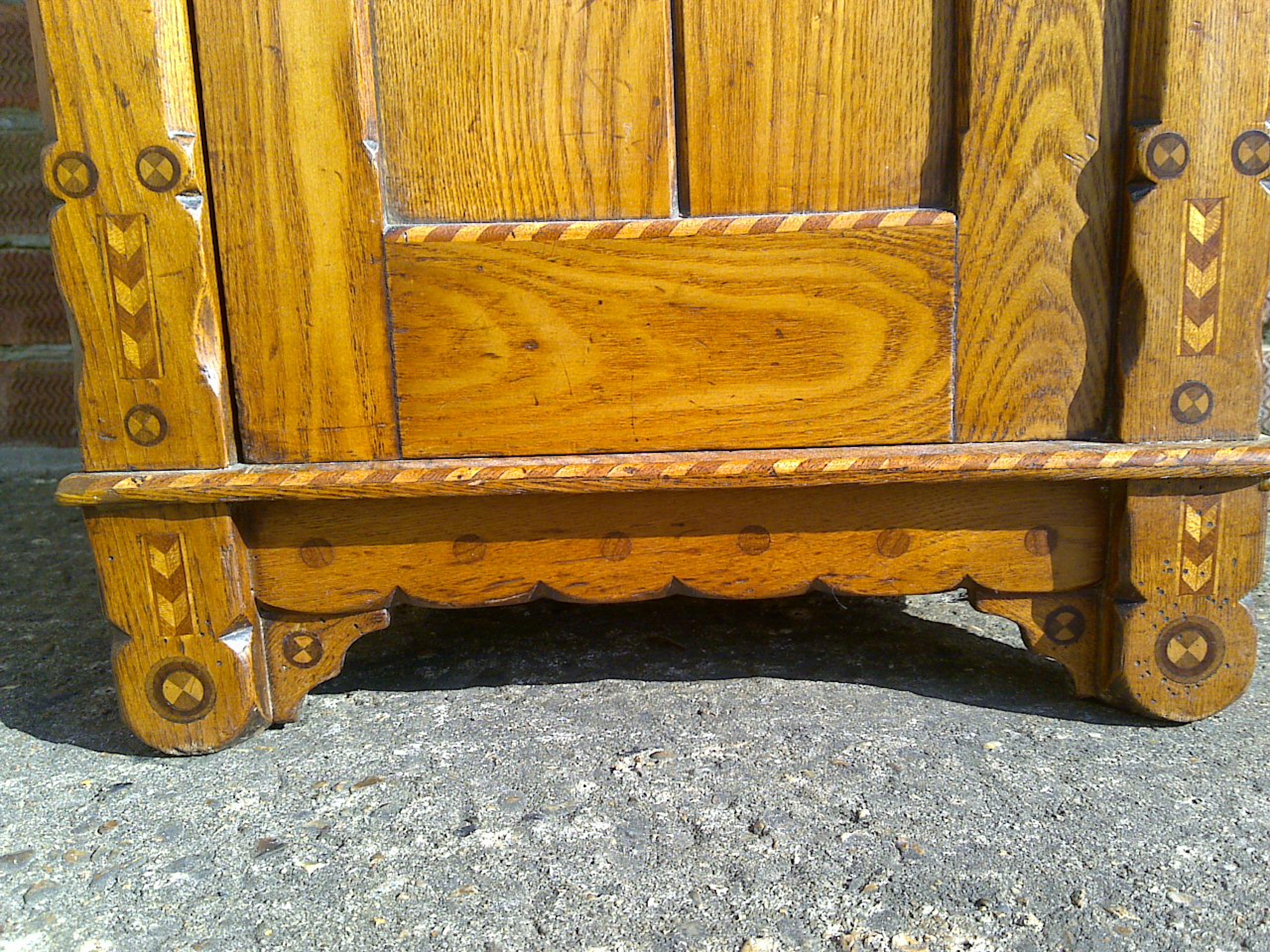 Charles Bevan Style of Gothic Revival Bedside Cab with Inlaid Details Throughout For Sale 2