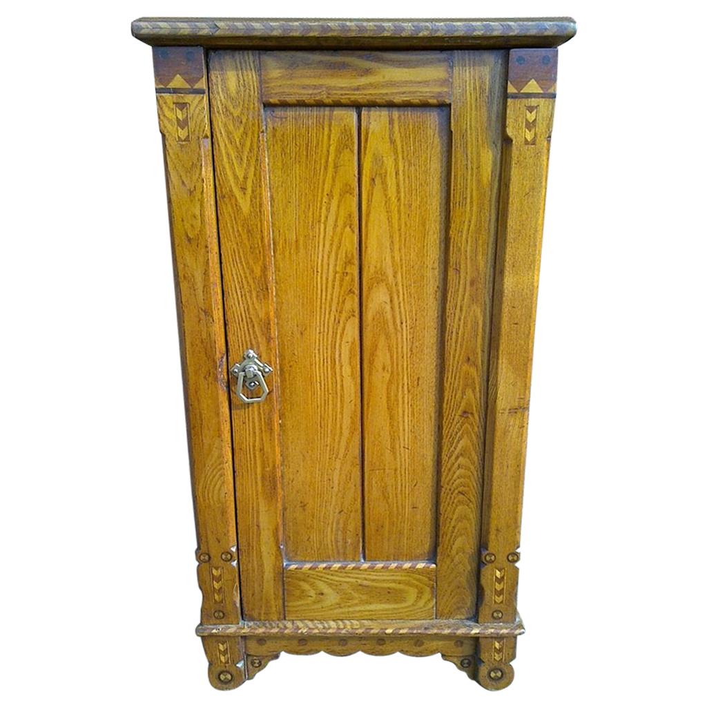 Charles Bevan Style of Gothic Revival Bedside Cab with Inlaid Details Throughout