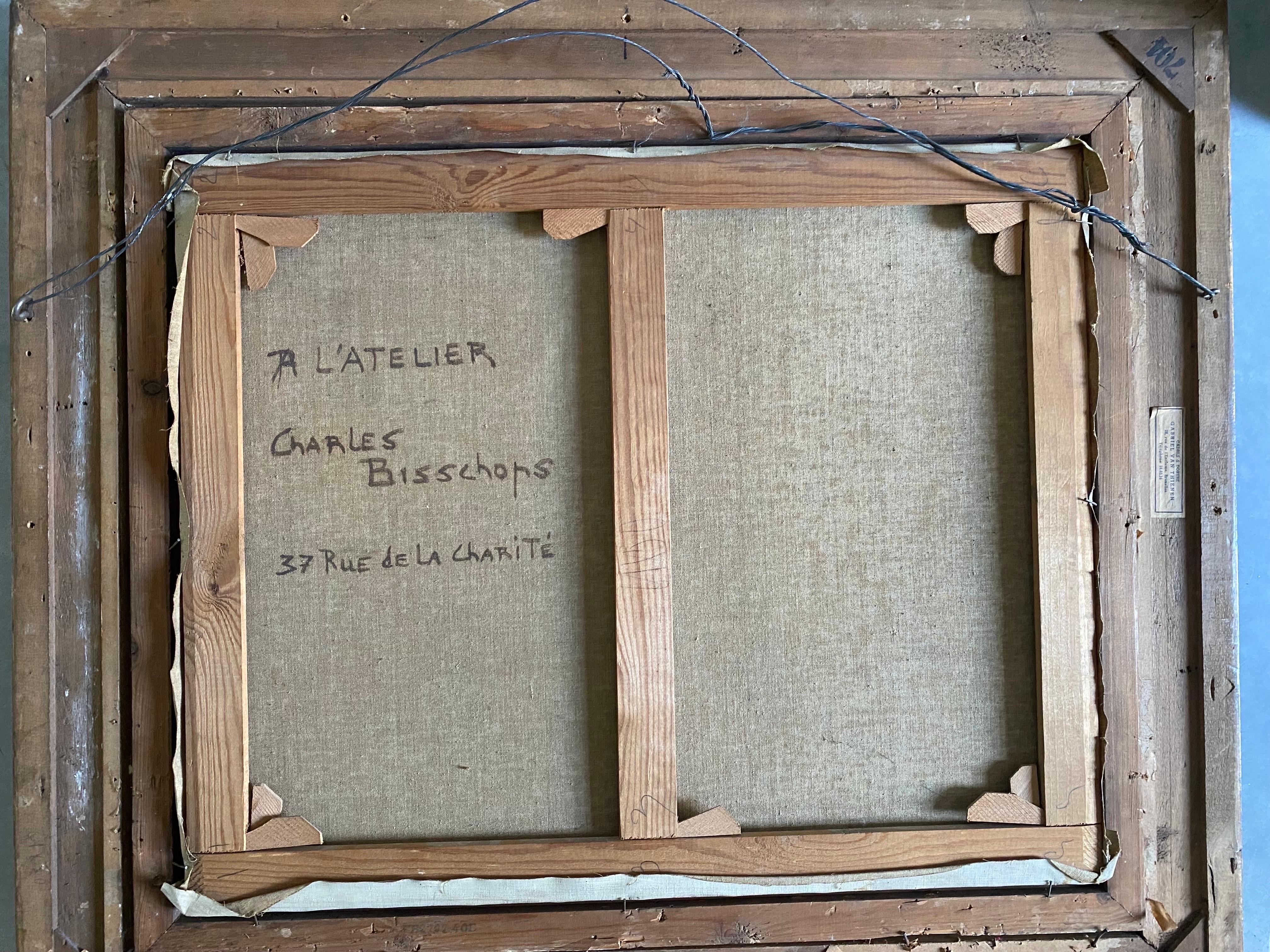 L'atelier - Huile impressionniste - Portrait d'un artiste de ballerine - vers 1950 6
