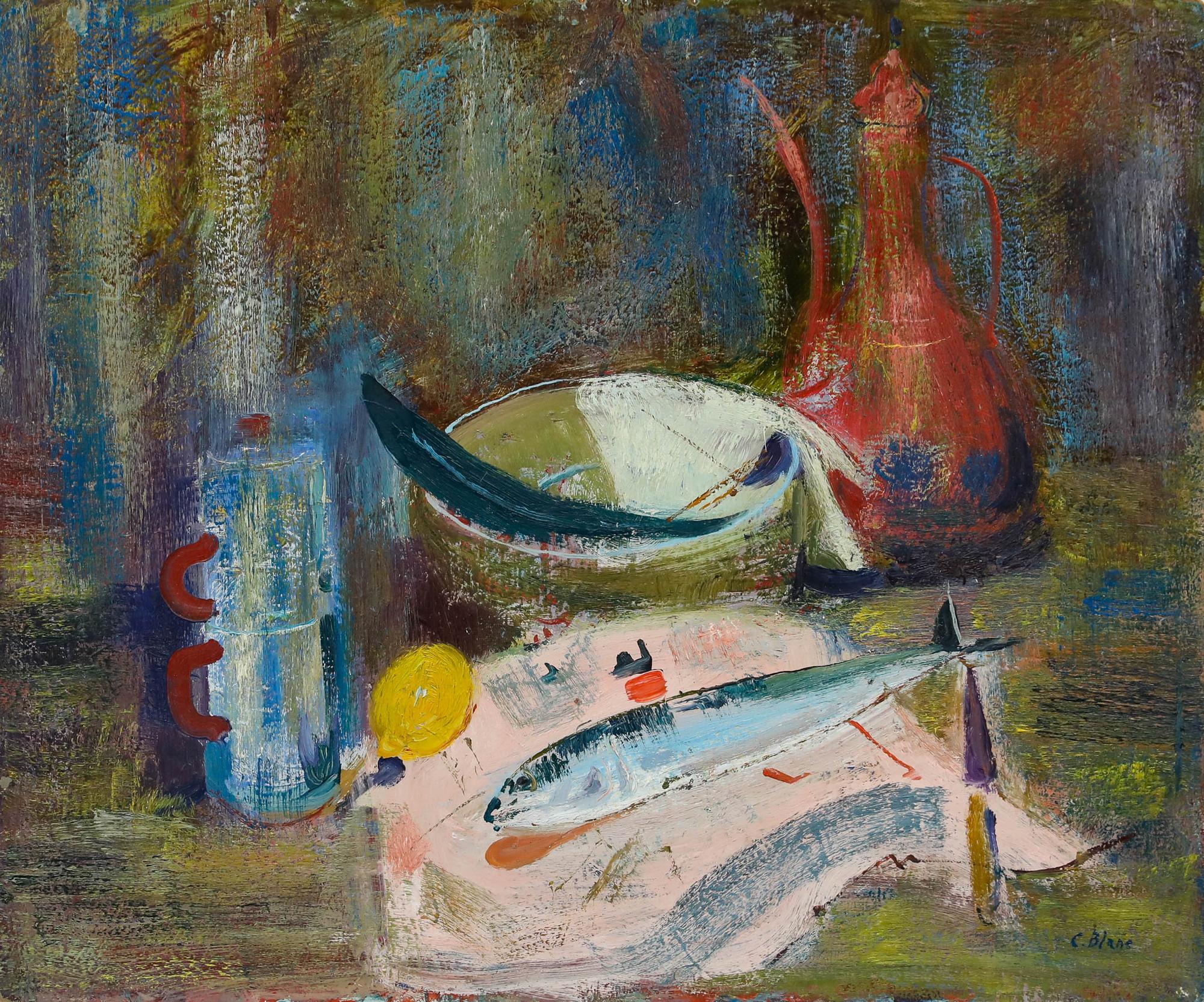 Charles Blanc (1896-1966) - Mid 20th Century Oil, Preparing Fish For Sale 1