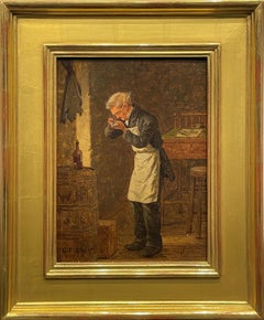 "The Doubtful Bill" Charles Blauvelt, 19th Century Genre Painting Money Interior