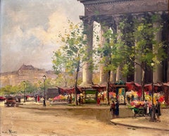 Impressionistisches Ölgemälde auf Leinwand, „Flower Market, La Madeleine, Paris“