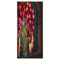 Charles Blum Iris e Stained Glass Olio su tavola