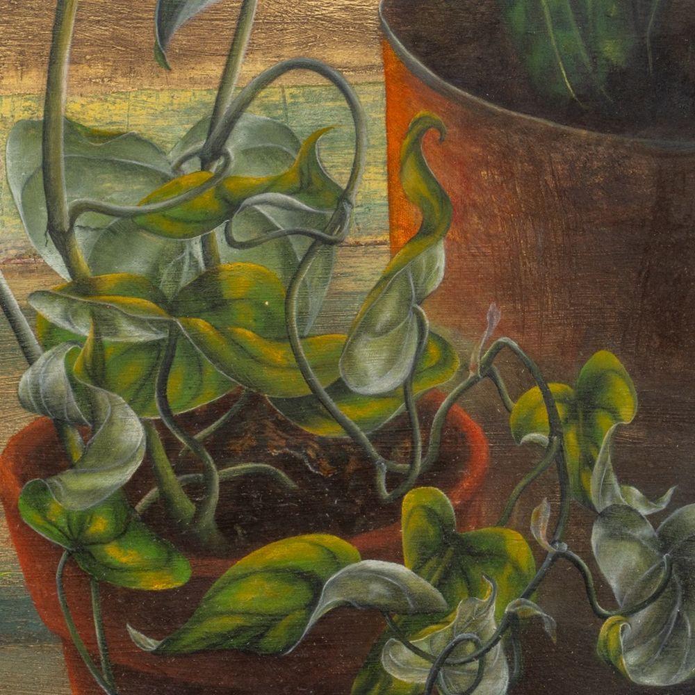 Windowsill Garden - American Modern Painting by Charles Blum