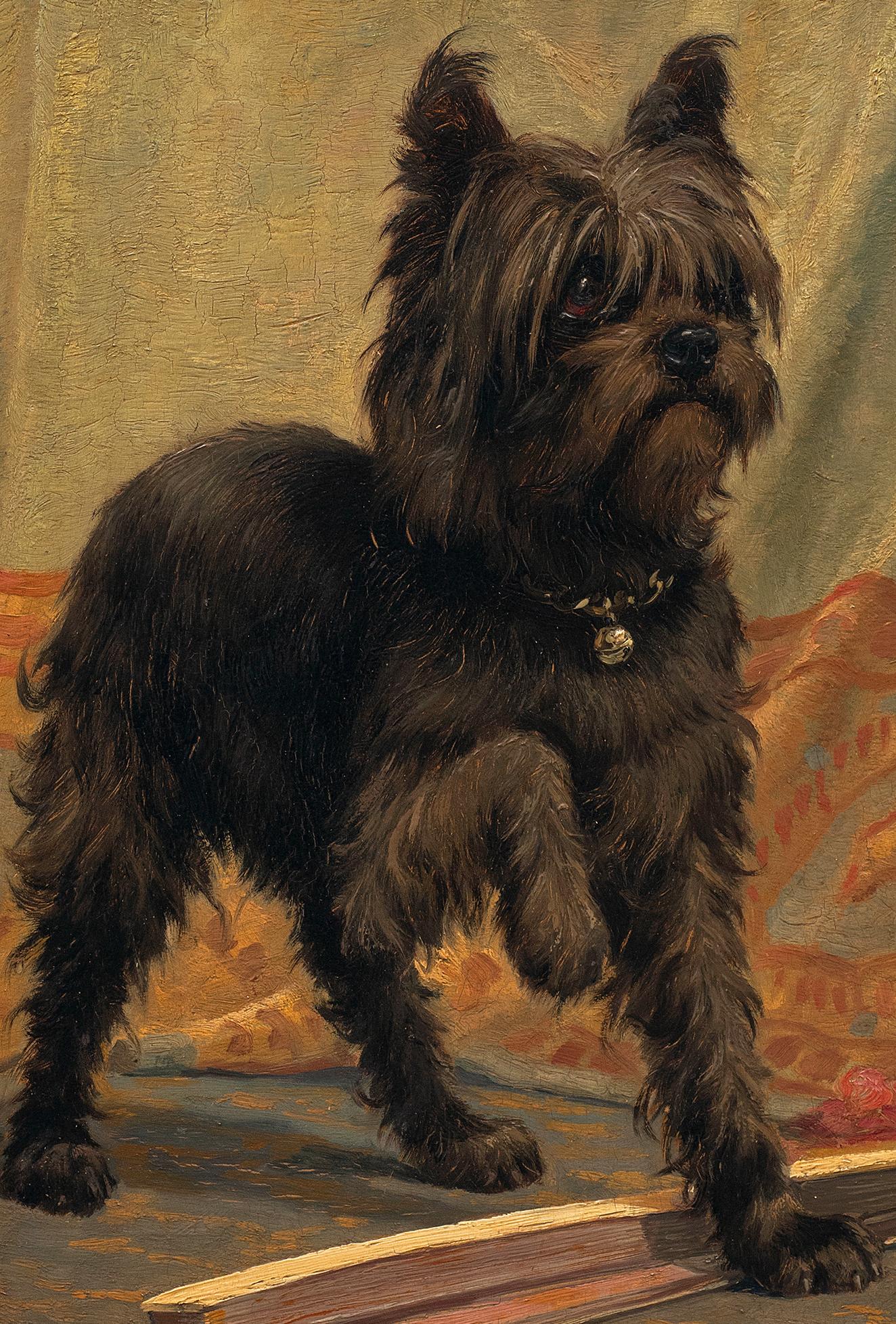 “Quick” A portrait of a Brussels Griffon
Charles Boland de Spa (Belgium, 1850-?)
Oil on panel
16 x 12 (24 ½ x 20 ½ frame)
Signed recto “Ch Boland 1888” and verso

Charles Boland specialized in painting animals, landscapes, genre scenes and