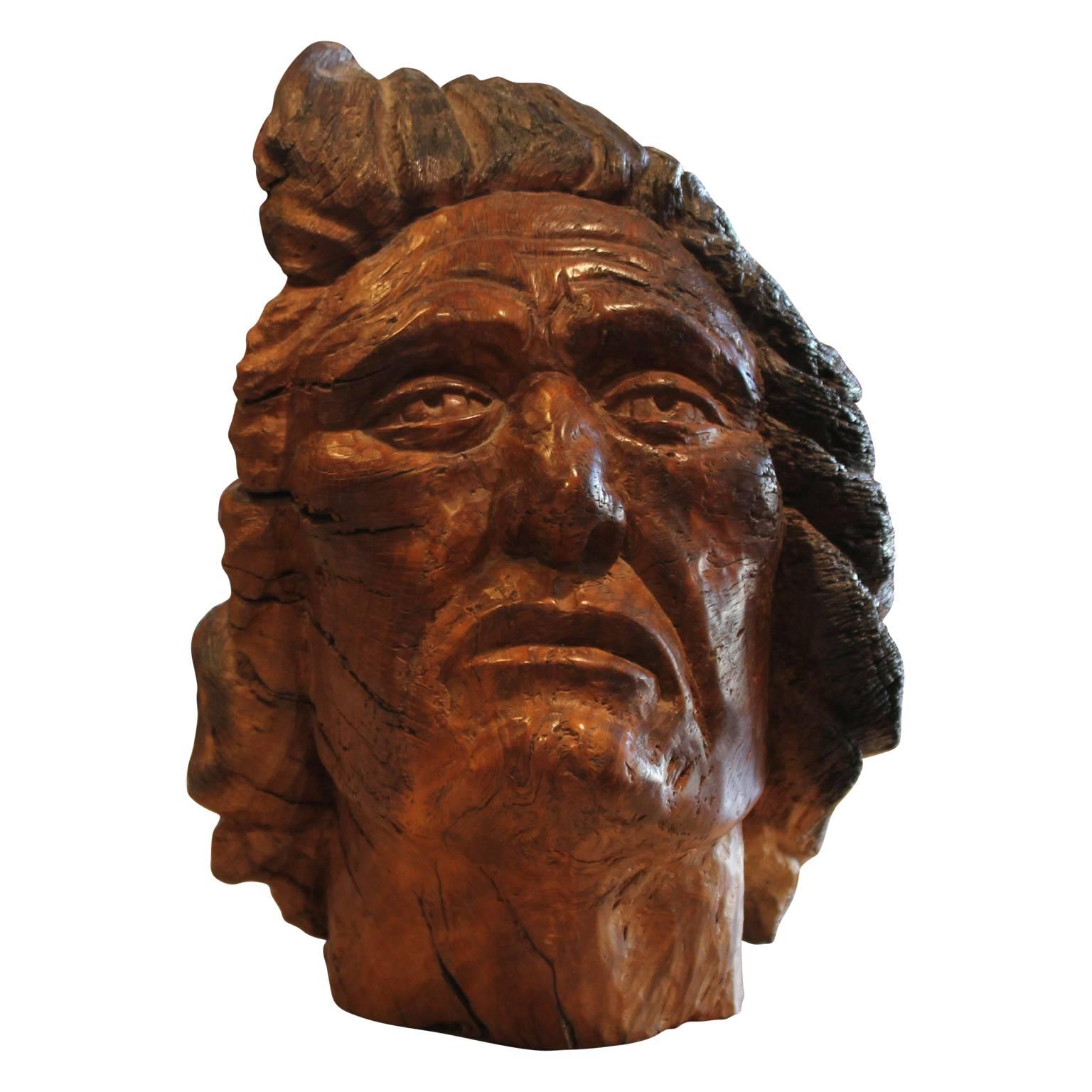 Carved Walnut Bust Sculpture - Brown Figurative Sculpture by Charlie Boren