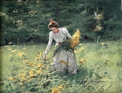Young Lady Picking Wildflowers