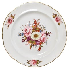 Antique Charles Bourne Plate, White with Sublime Flowers, Regency, ca 1820