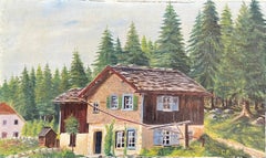Antique La loge, Swiss by Charles Bourquin - Oil on canvas