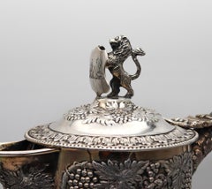 Charles Boyton 1899 London Wine Ewer Pitcher In Cut Crystal And .925 Sterling