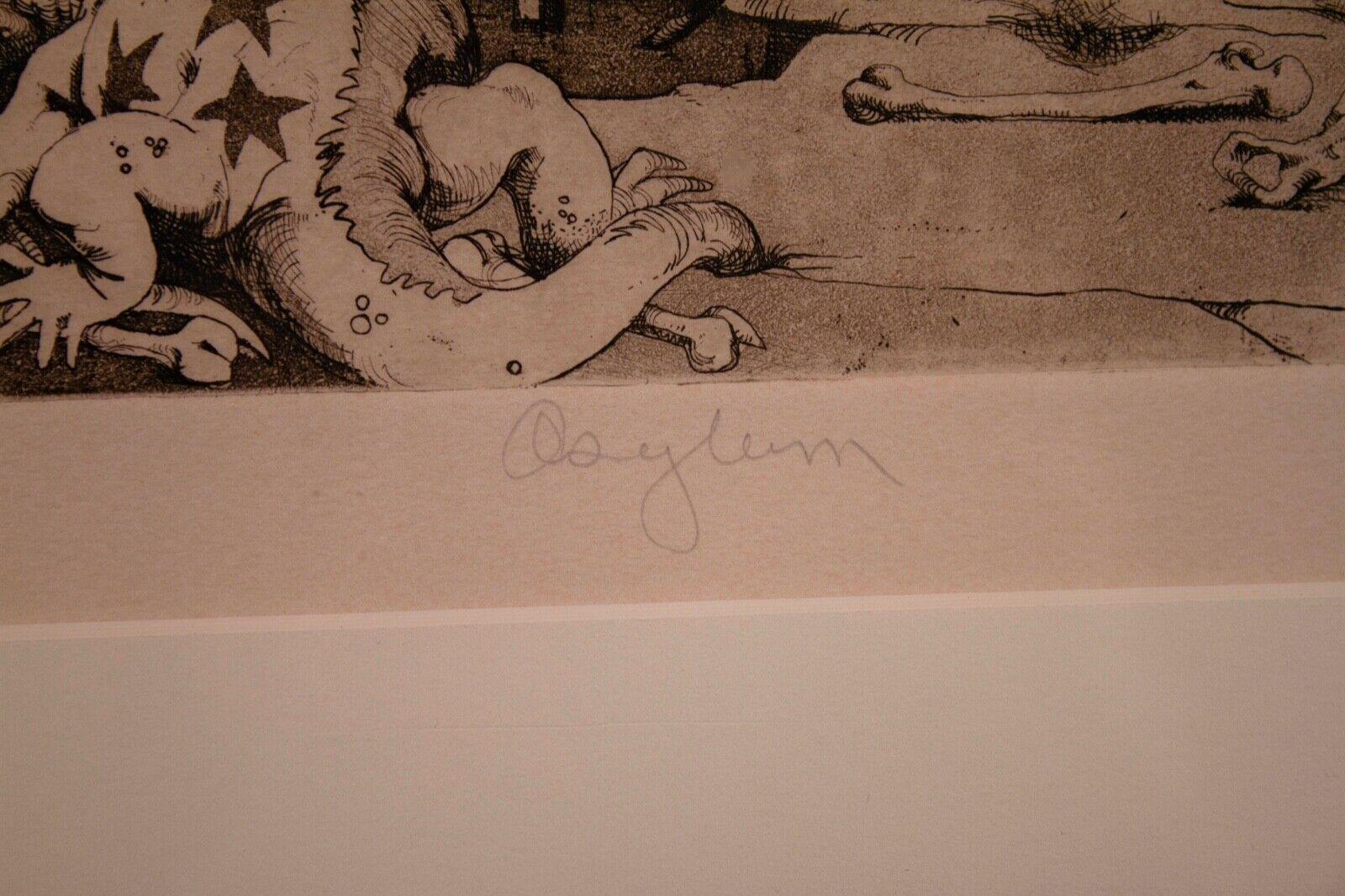 Charles Bragg Asylum #266 Gravure contemporaine signée sur papier XCI/C encadrée 1972 en vente 5