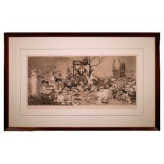 Charles Bragg Asylum #266 Signed Contemporary Etching on Paper XCI/C Framed 1972