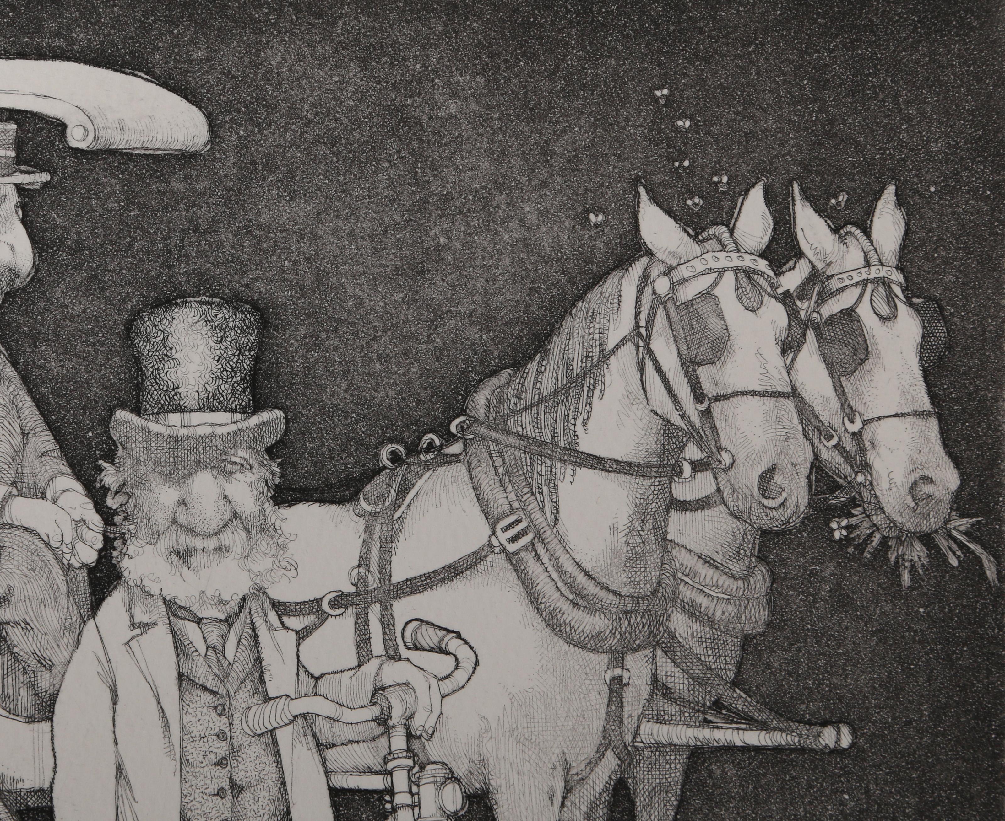 Ambulance, Folk Art Etching by Charles Bragg For Sale 1