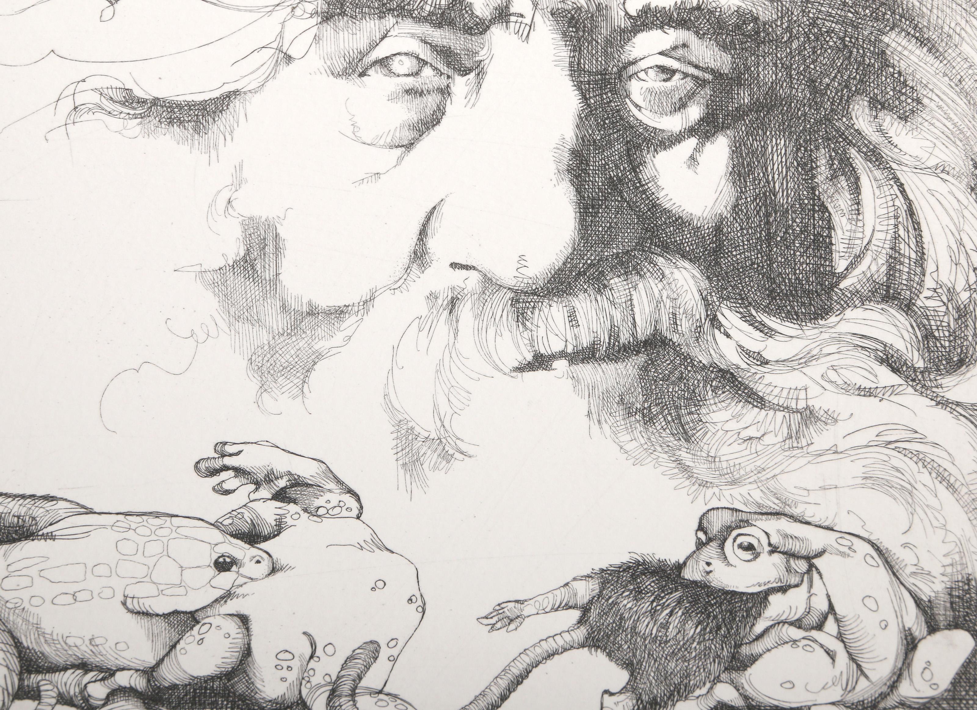 And He Saw That it Was Good, Folk Art Etching by Charles Bragg For Sale 1