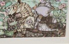 Camelot (Knight Rider), Folk Art Color Etching by Charles Bragg