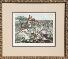 Camelot (Knight Rider), Folk Art Color Etching by Charles Bragg