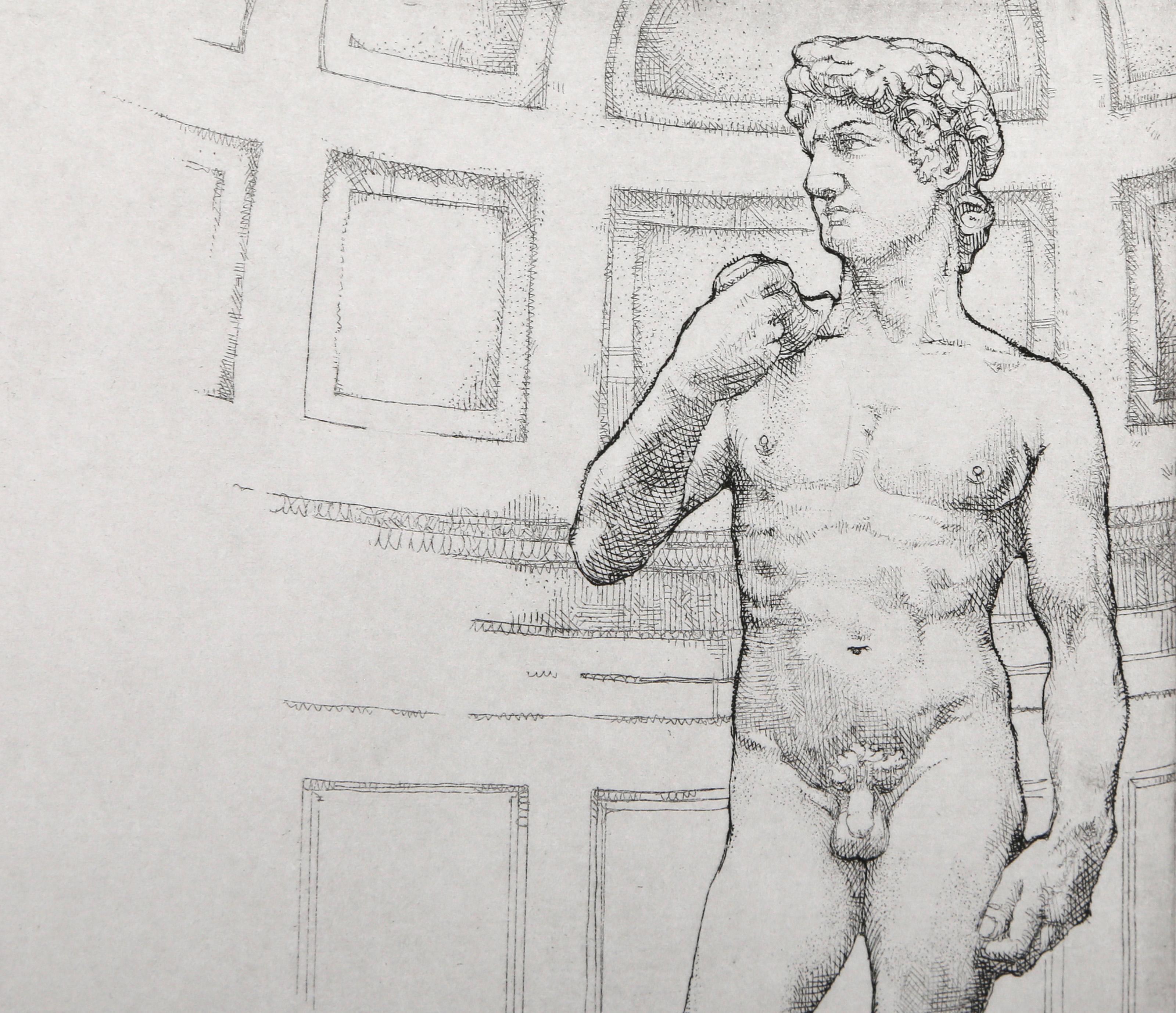 David, Folk Art Etching by Charles Bragg For Sale 1