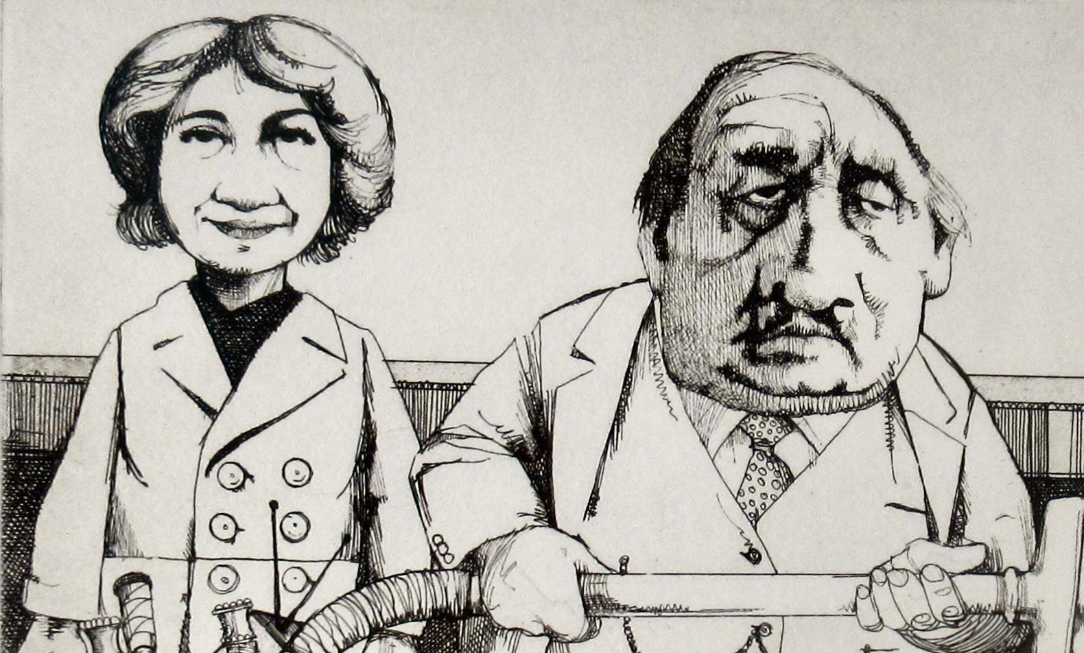 Anwalt für Scheidungsrecht (Beige), Figurative Print, von Charles Bragg