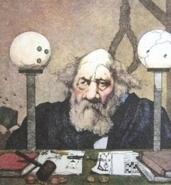 Hanging Judge, Duotone Colored Lithograph, Charles Bragg