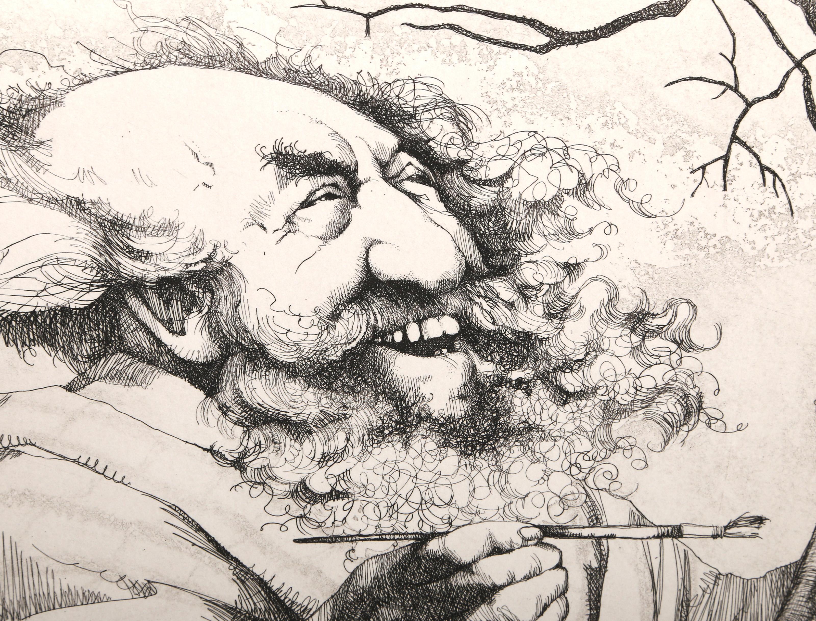 In the Beginning There Were Mistakes, Folk Art Etching by Charles Bragg For Sale 1
