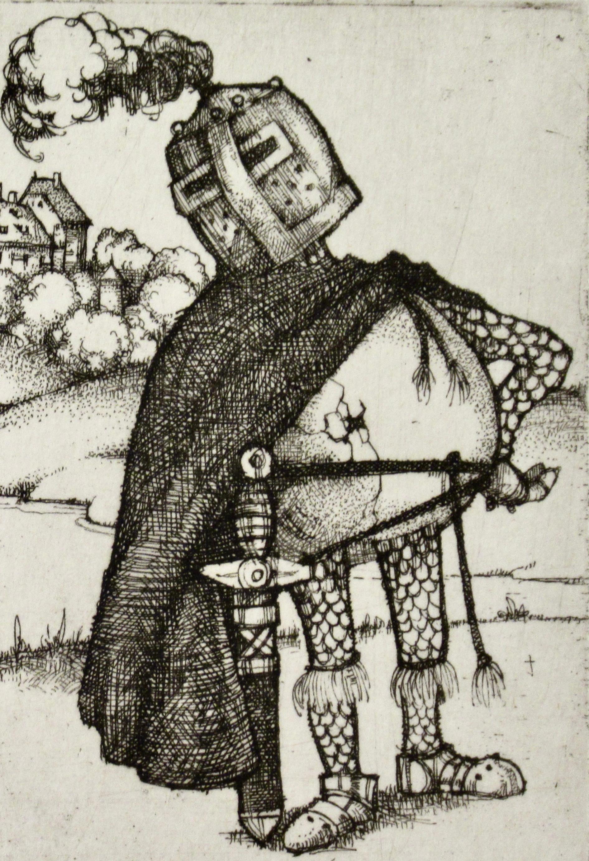 Knight Looking at a Girl - Other Art Style Print by Charles Bragg
