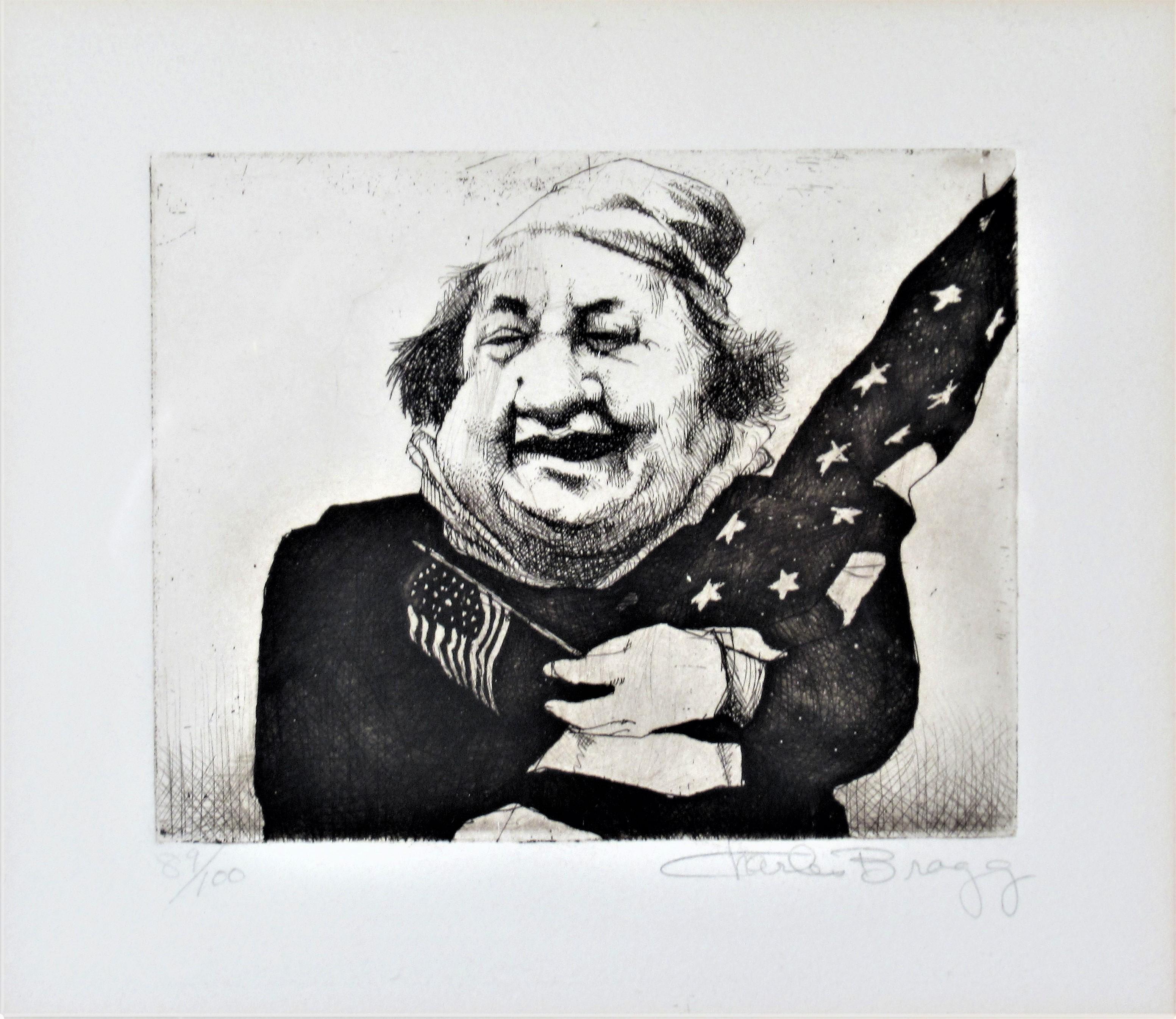 Man with Flags - Print by Charles Bragg