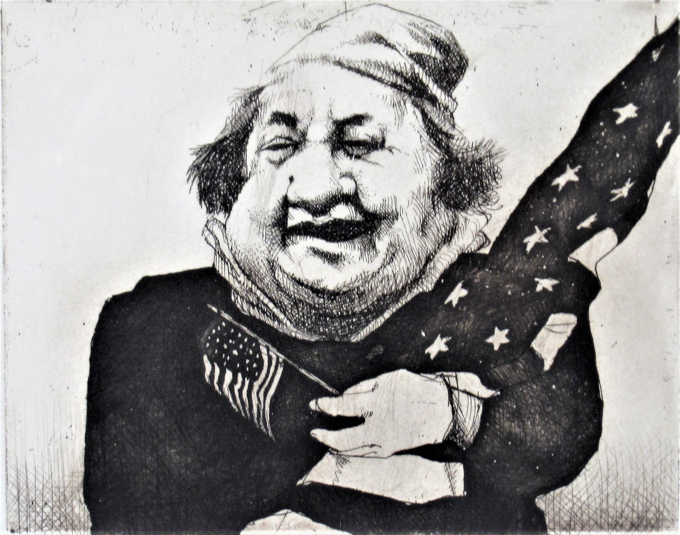 Man mit Flaggen (Sonstige Kunststile), Print, von Charles Bragg
