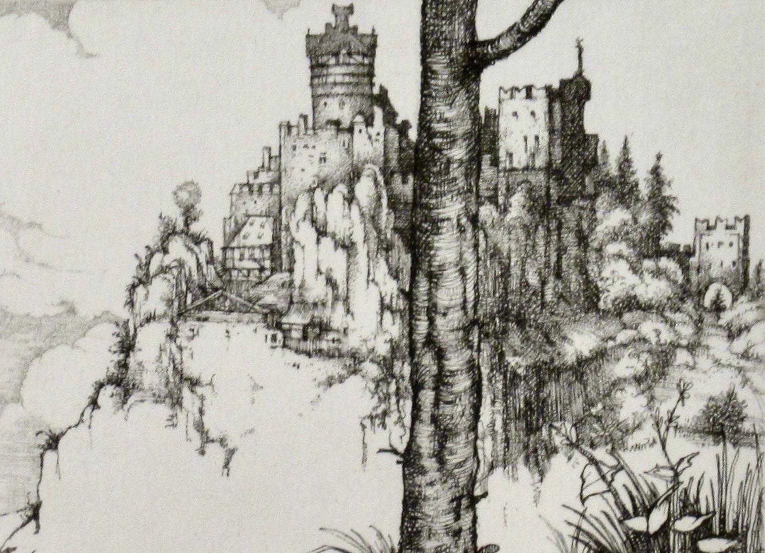 scène érotique médiévale - Autres styles artistiques Print par Charles Bragg