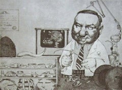Orthodontist, Duotone Colored Lithograph, Charles Bragg