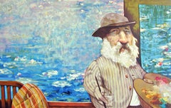 PORTRAIT OF MONET Signed Lithograph, Artist Portrait Monet Water Lilies, Satire