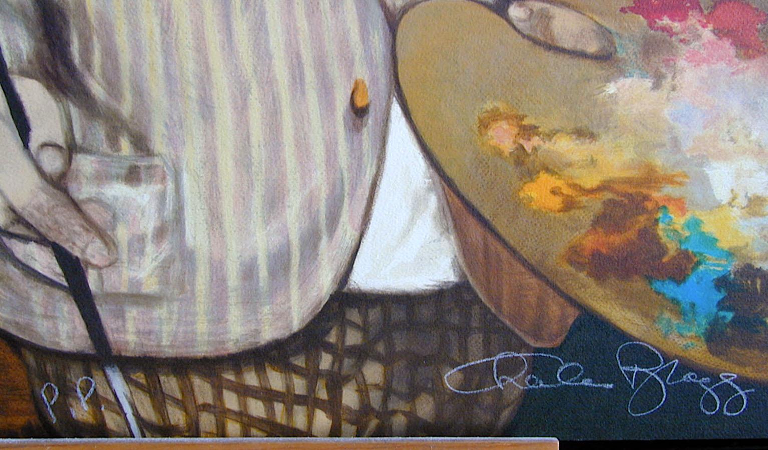 PORTRAIT OF MONET Signierte Lithographie, Künstlerporträt Monet Wasserlilien, Satire (Impressionismus), Print, von Charles Bragg