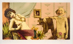 "Postcard from Paris" 1970s Satirical Lithograph