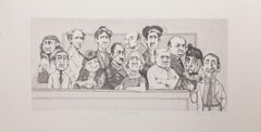 La defensa descansa, aguafuerte caricaturesco de Charles Bragg