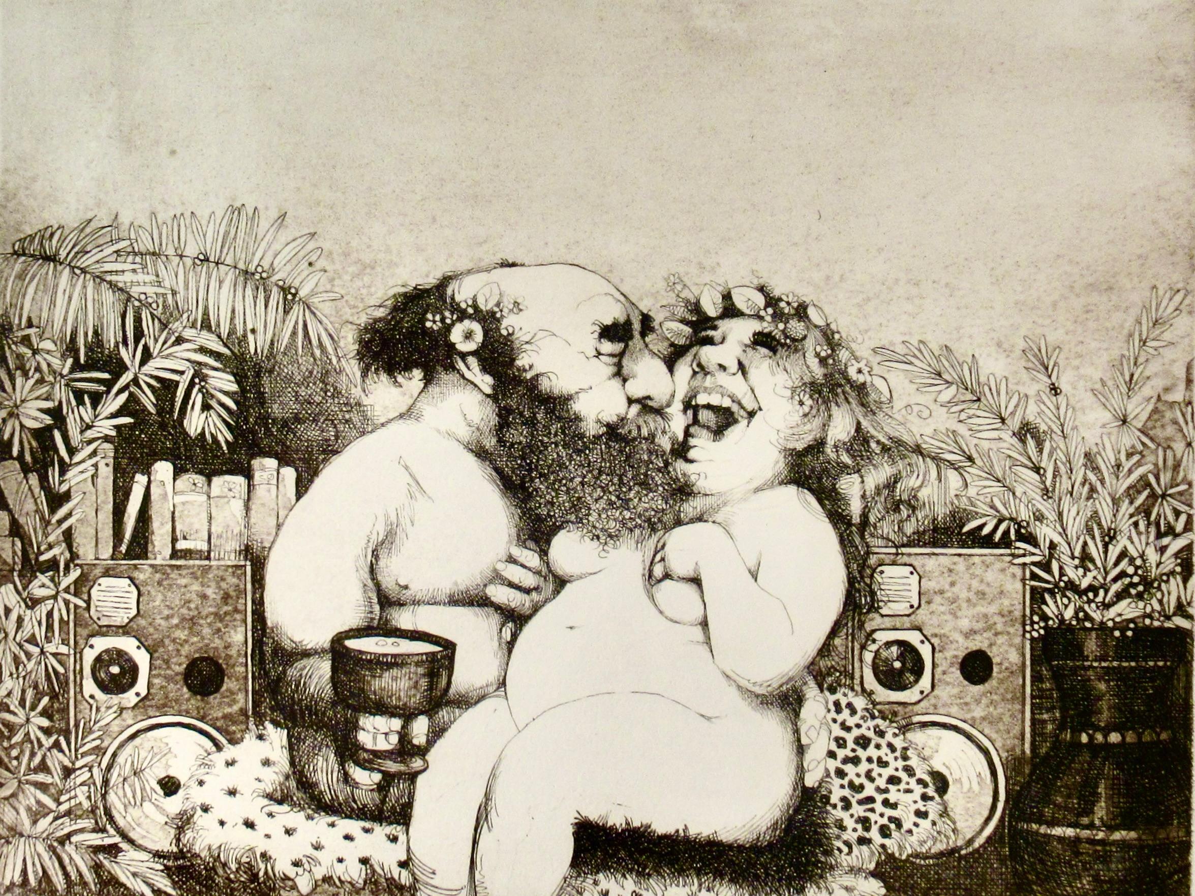 Le couple joyeux - Autres styles artistiques Print par Charles Bragg