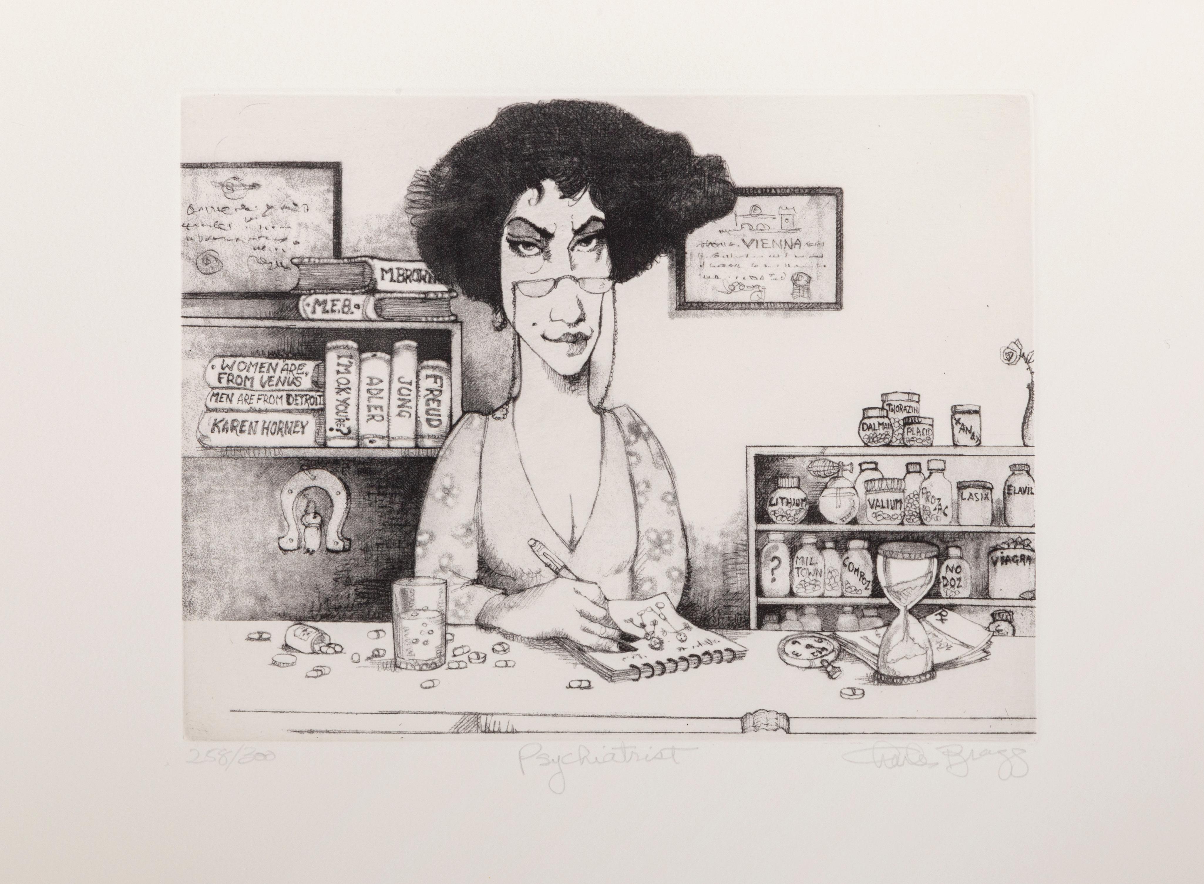 The Psychiatrist, signed etching by Charles Bragg For Sale 1