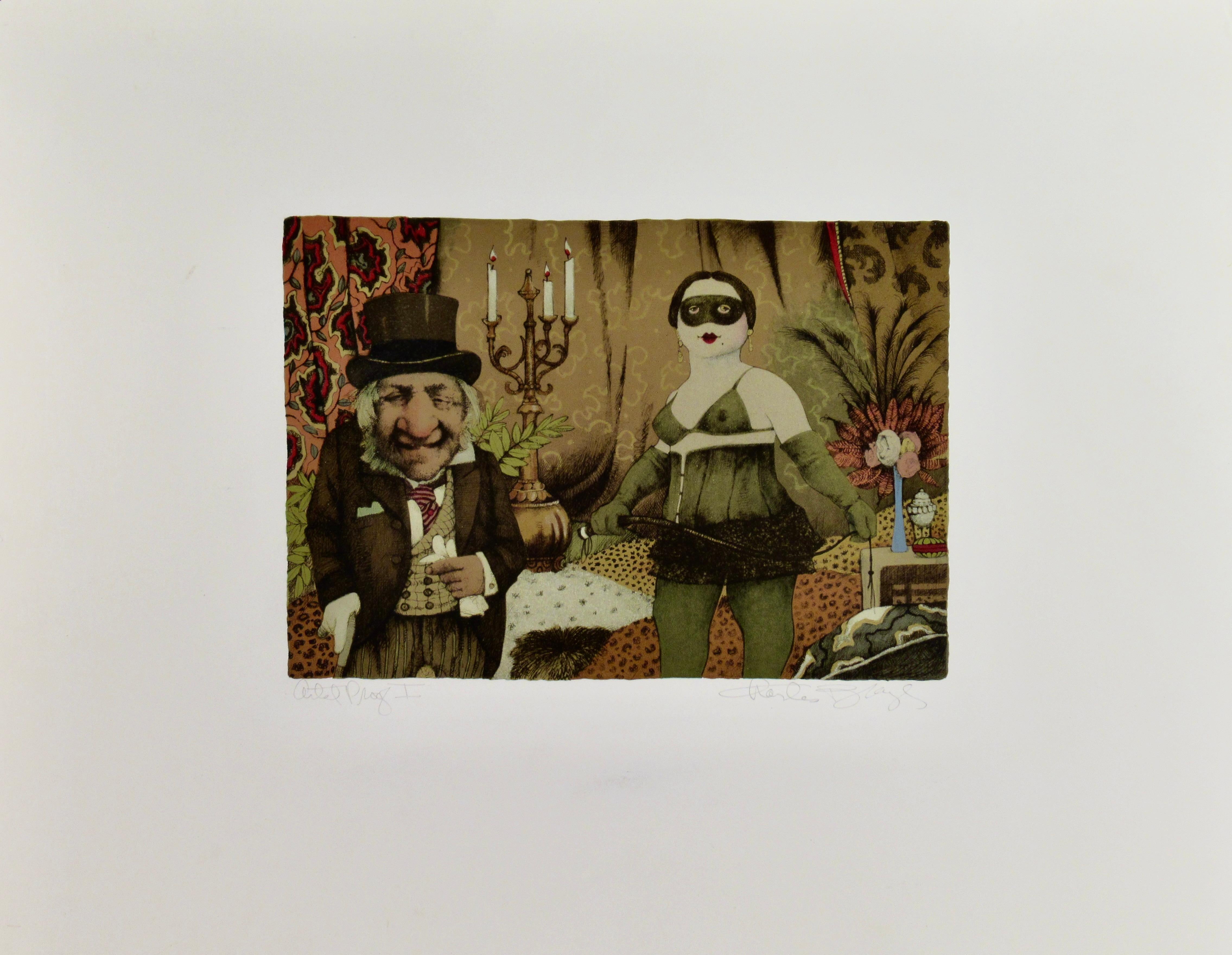 Charles Bragg Nude Print – „Frau mit Hüfte und Leder“ aus der Serie „Bad Girls“