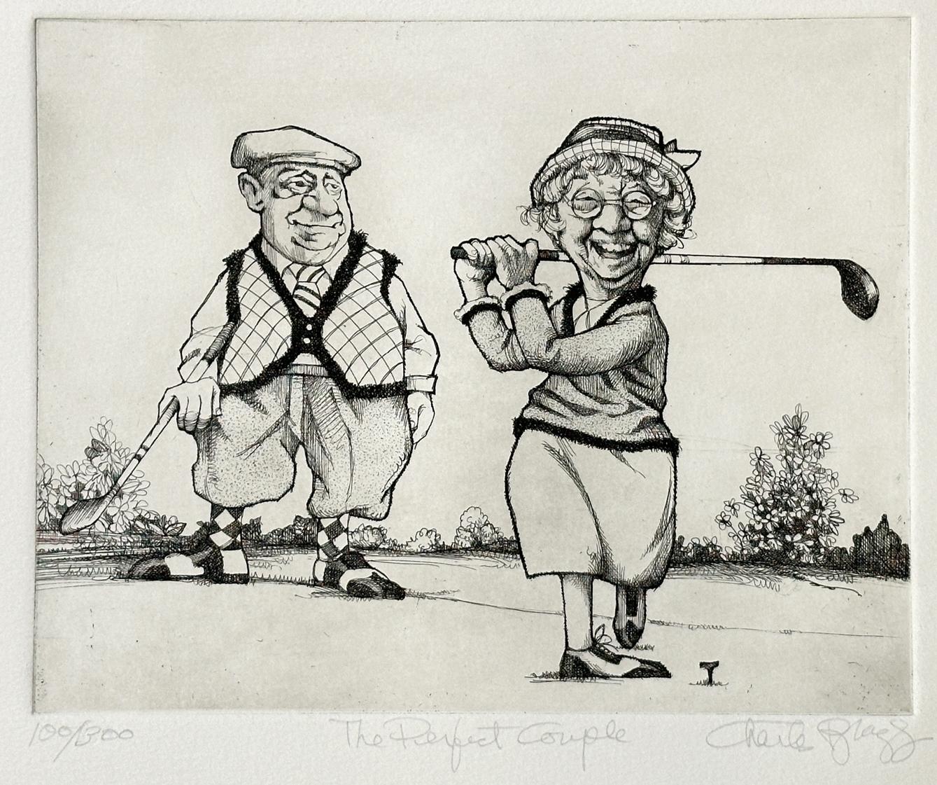 Gravure d'art en édition limitée signée « Women In Golf : The Perfect Couple 1988 en vente 1