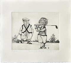Frauen im Golf : The Perfect Couple 1988 Signierte limitierte Auflage, Kunst-Radierung