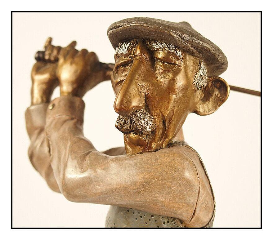 CHARLES BRAGG Original BRONZE SCULPTURE Golfer Authentic Signed Artwork Rare SBO - Contemporary Sculpture by Charles Bragg