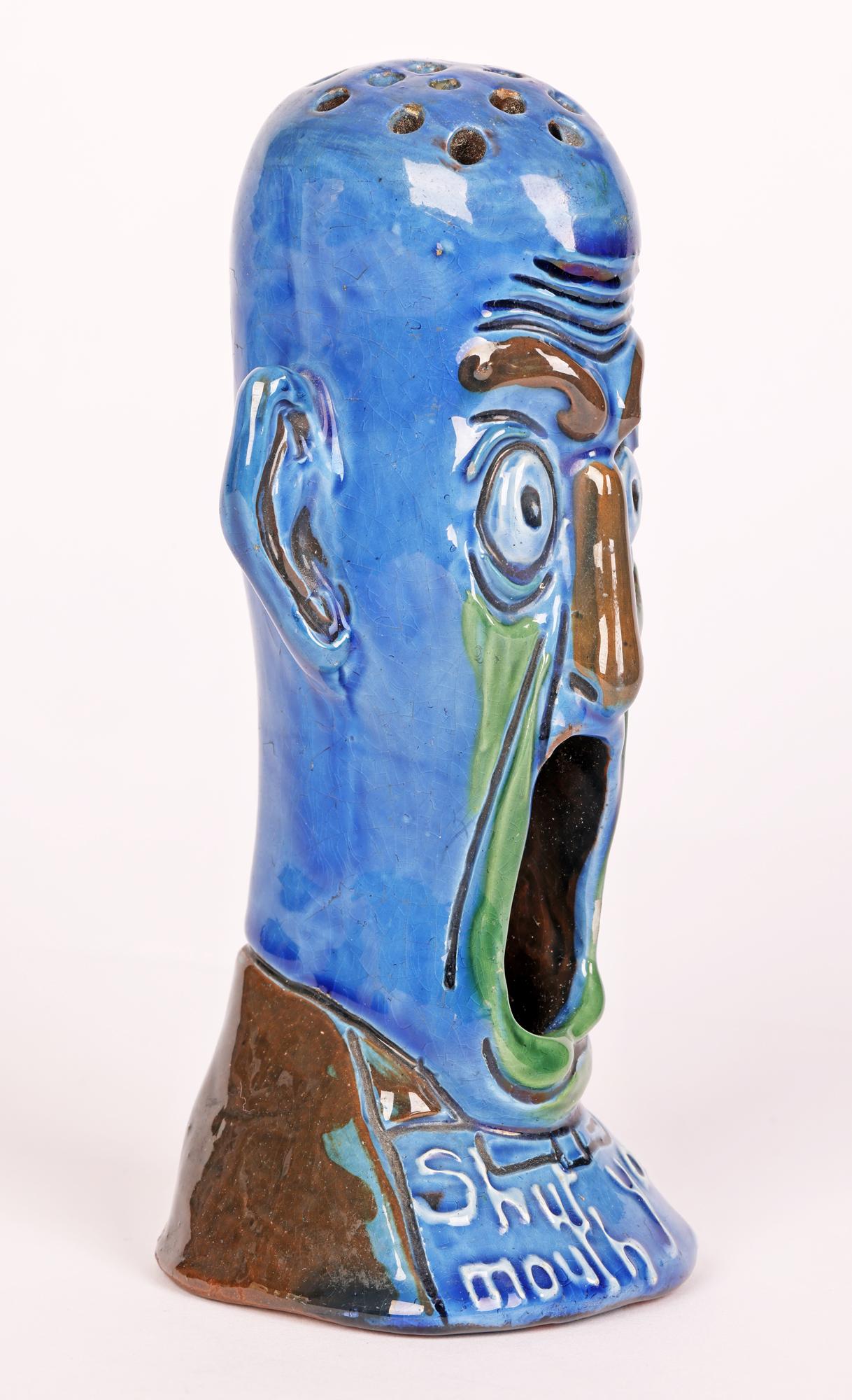 Glazed Charles Brannam Sgraffito Shut Your Mouth Grotesque Hatpin Holder 