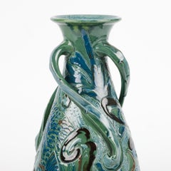 Charles Brannam Three Handled Sgraffito Fish Vase James Dewdney 1905