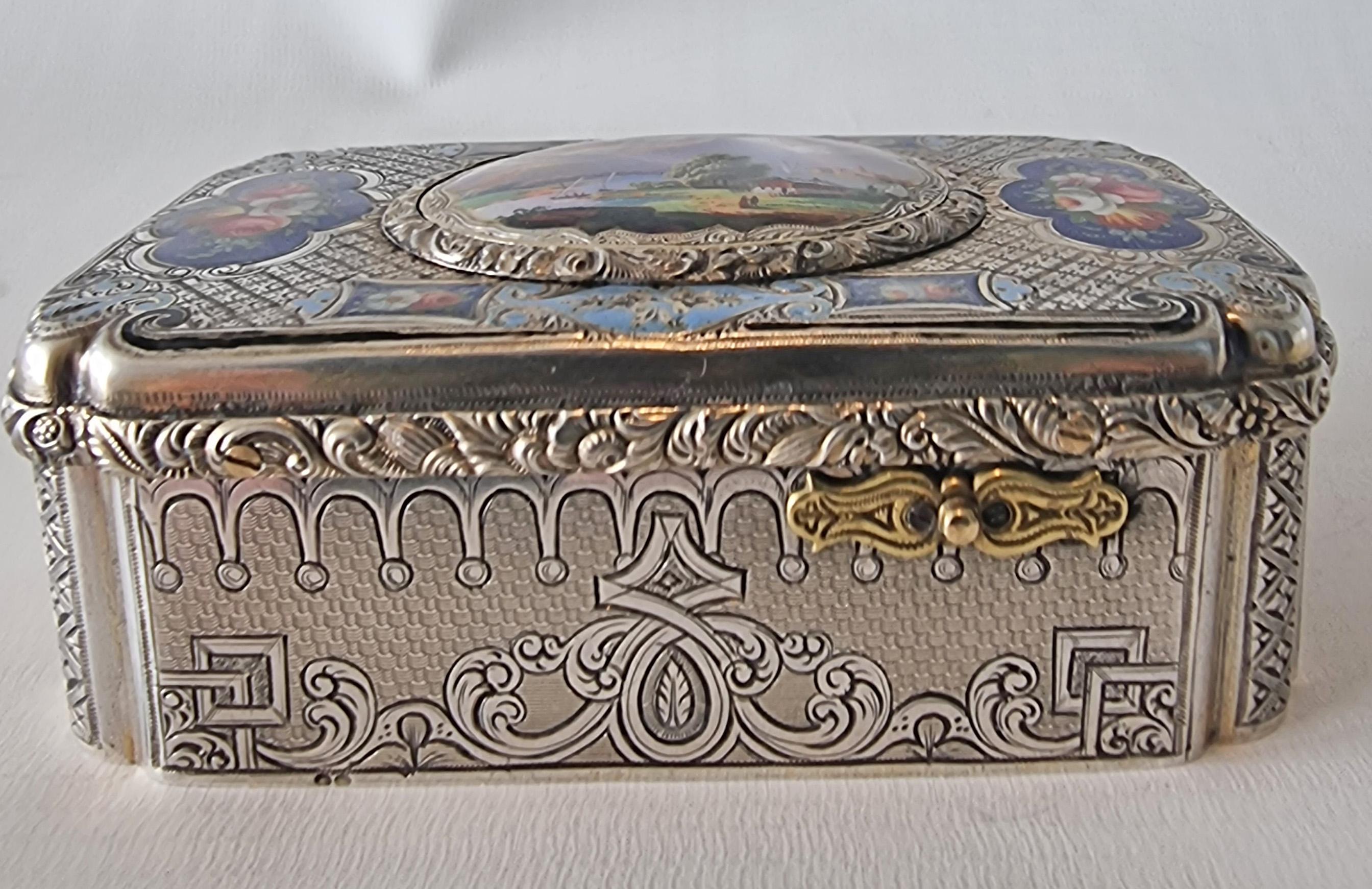 Boîte à oiseaux chantant Charles Bruguier, mouvement fusée, étui en argent doré et émaillé Bon état - En vente à London, GB