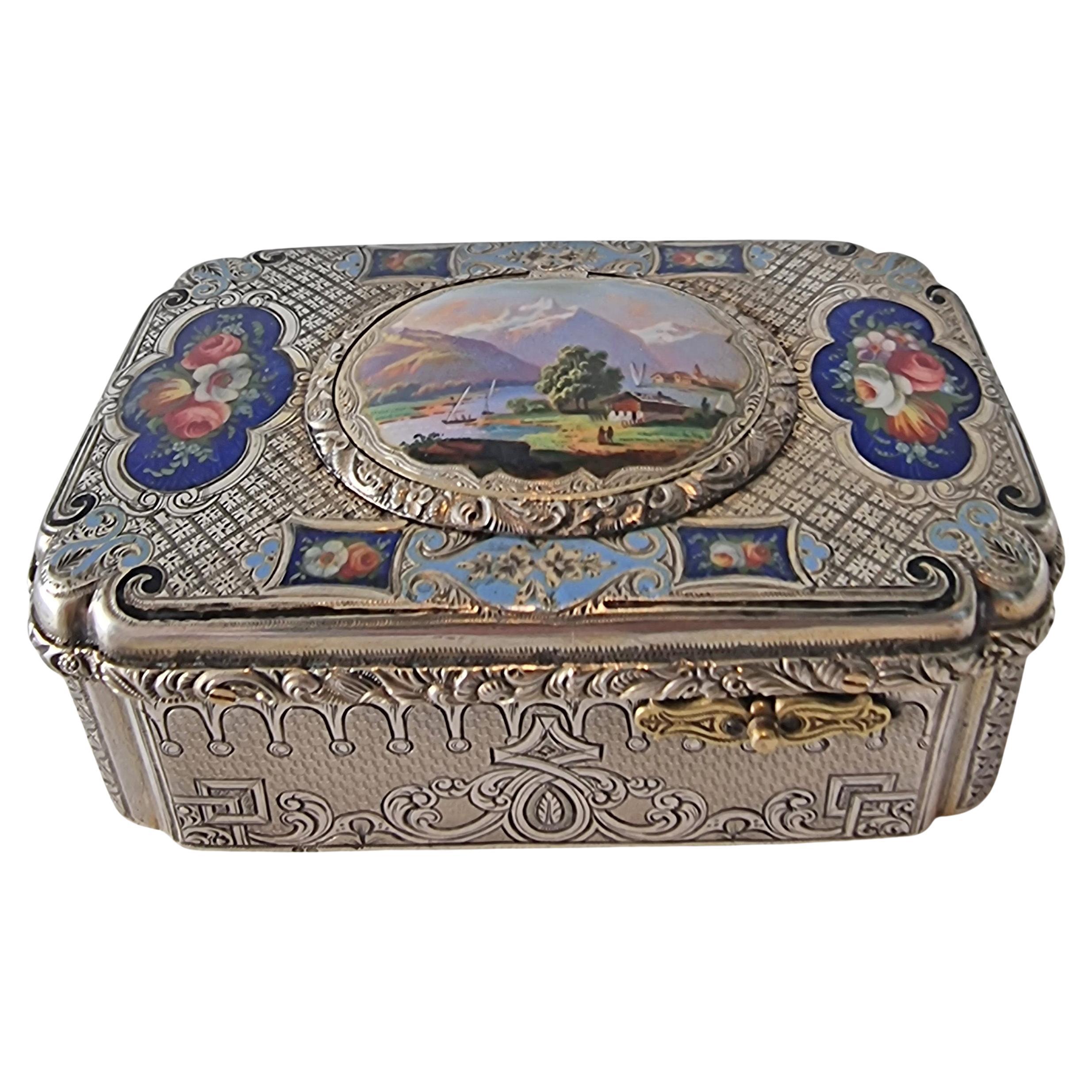 Charles Bruguier singing bird box, fusee movement, silver gilt and enamel case