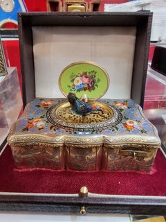 Charles Bruguier singing bird box, fusee movement, silver gilt and enamel