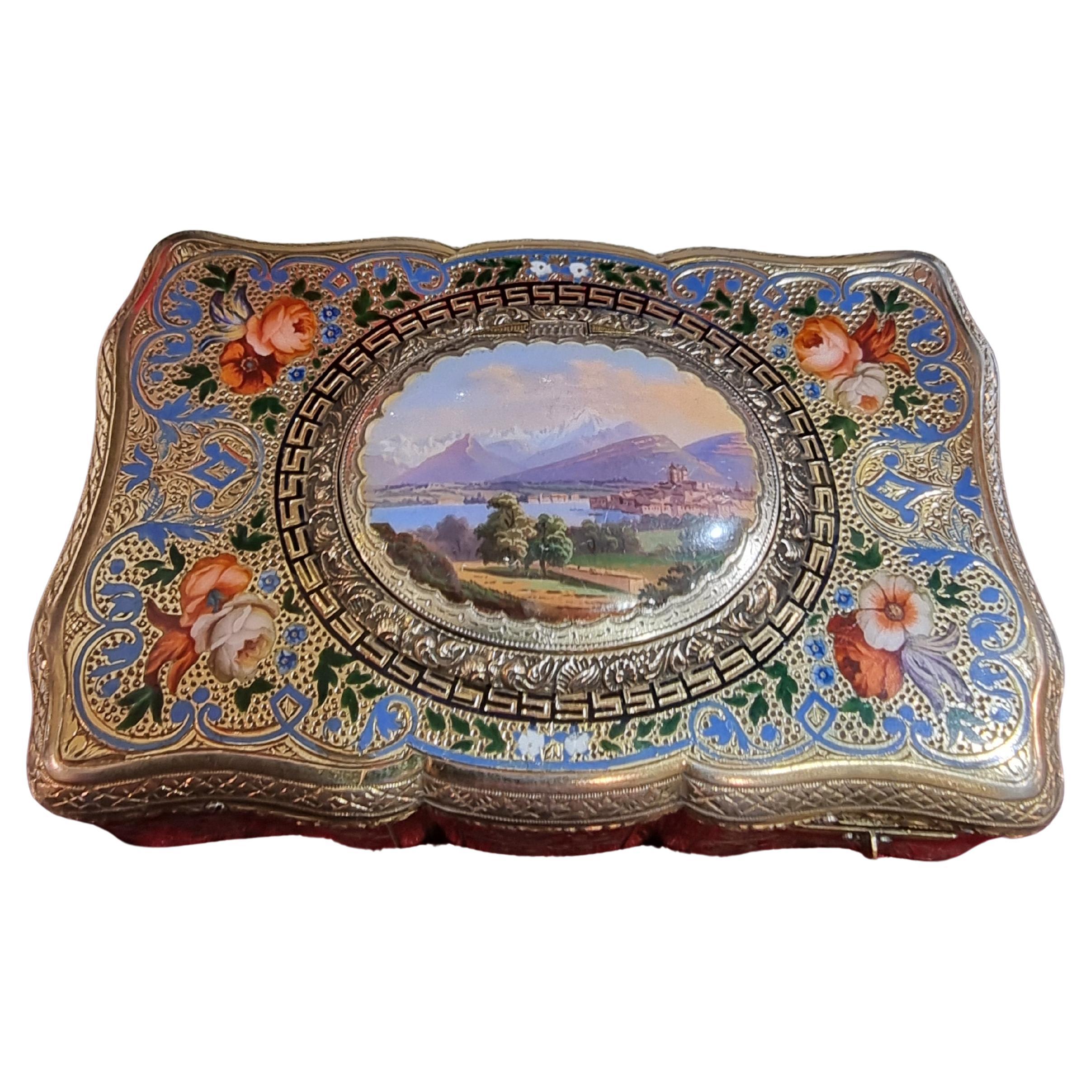 Charles Bruguier scatola per uccelli canterini, movimento a miccia, argento dorato e smalto