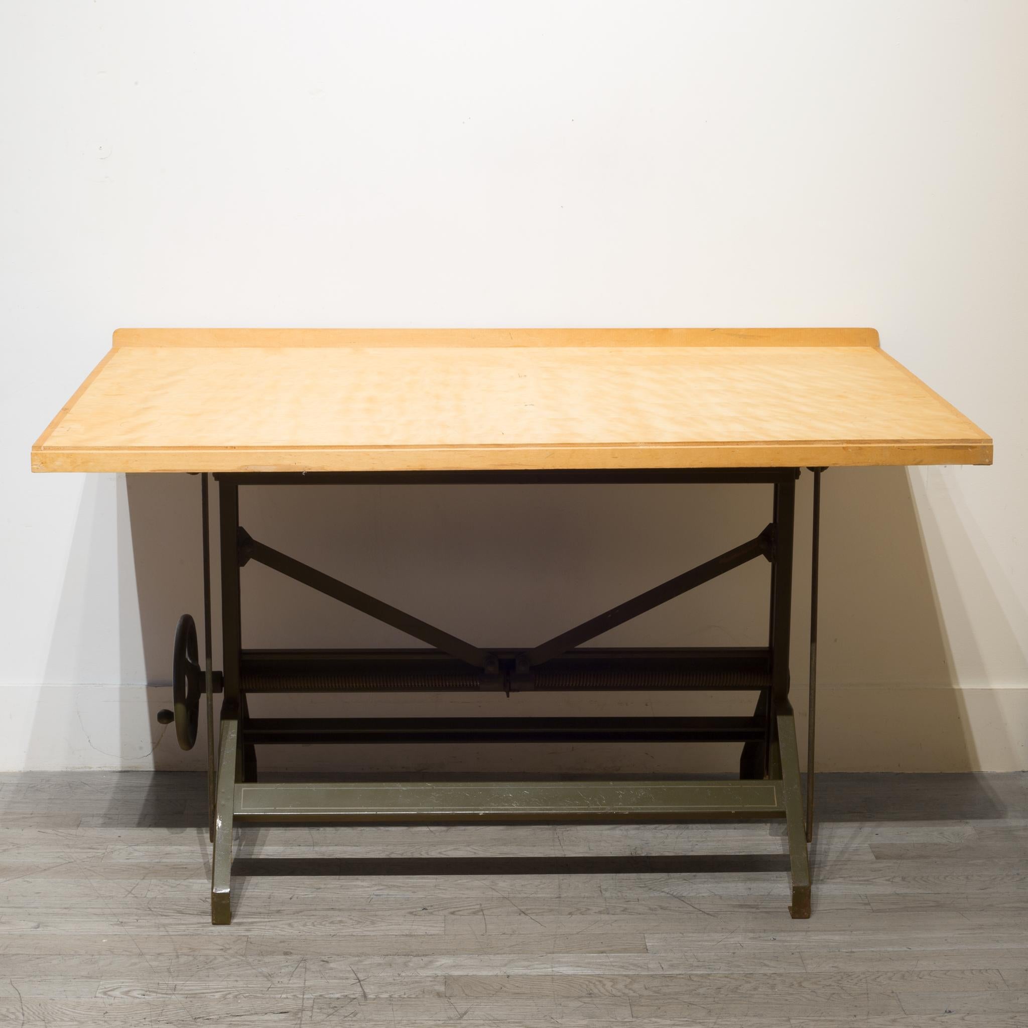 Charles Bruning Industrial Adjustable Drafting Table, circa 1940-1950 In Good Condition In San Francisco, CA